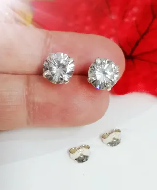 Pendientes brillo  Hombre Circonitas Plata 925