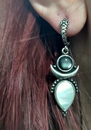 Pendientes serpiente plata labradorita y nácar