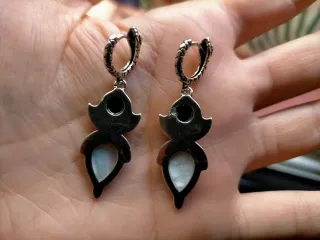 Pendientes serpiente plata labradorita y nácar