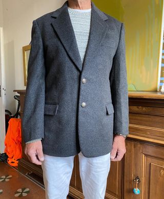 Giacca lana e cashmere vintage tg 48 grigia