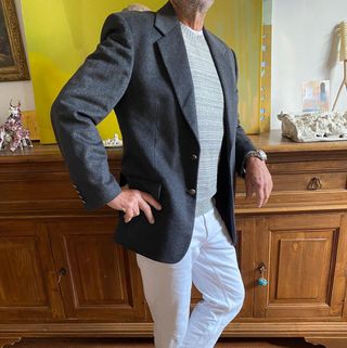 Giacca lana e cashmere vintage tg 48 grigia