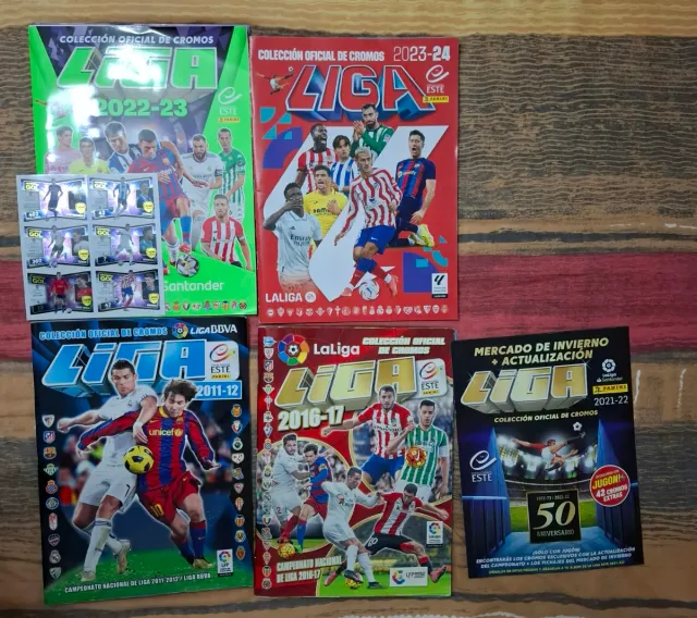 Lote 4 album liga completo + 1 mercado invierno