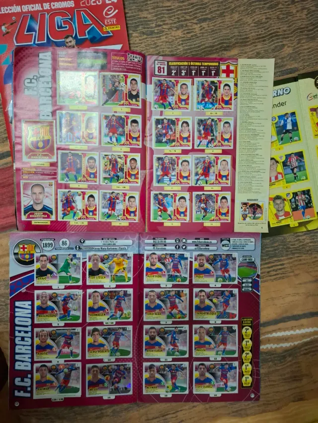 Lote 4 album liga completo + 1 mercado invierno