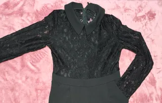 Mono Negro Largo Encaje