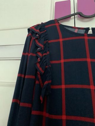 Blusa cuadros azul y rojo