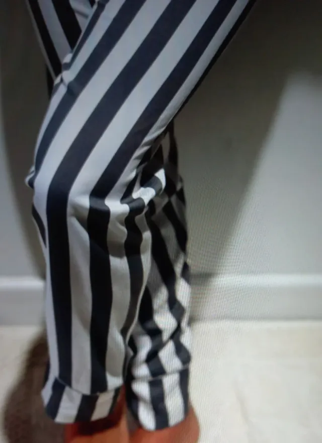 Pigiama donna cotone grigio e bianco