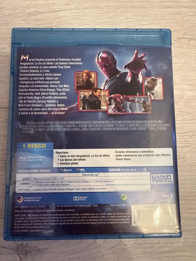 Blu-ray Vengadores La Era de Ultron
