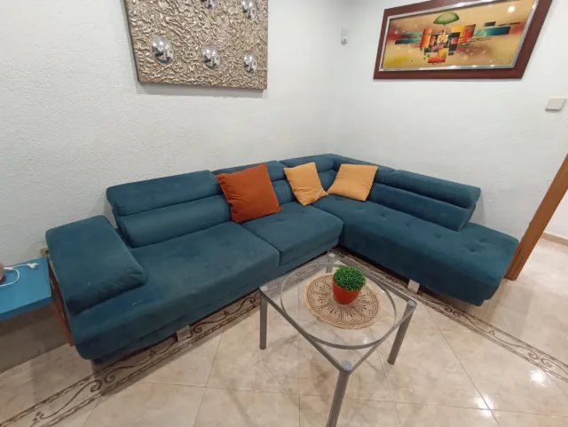 Sofá modular en L color azul