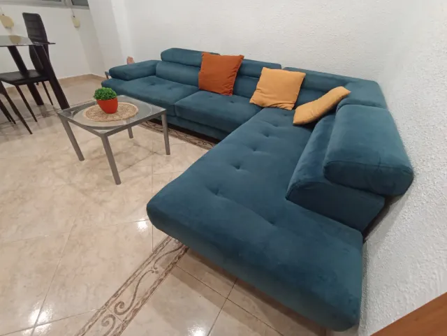 Sofá modular en L color azul