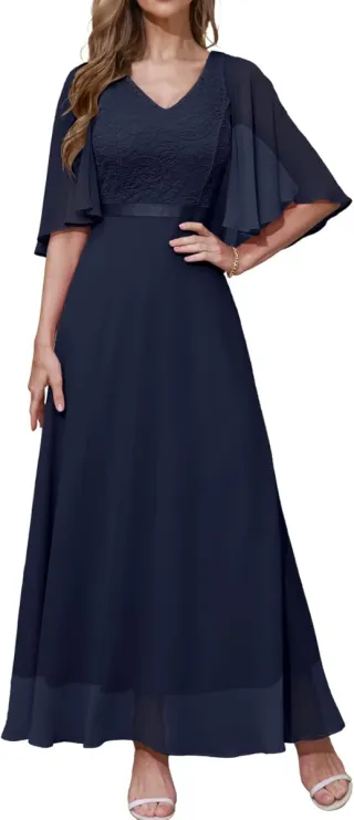 Vestido azul marino elegante talla XXL