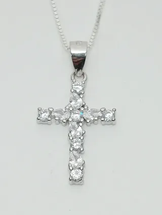 Cadena y Cruz Plata 925 Circonitas