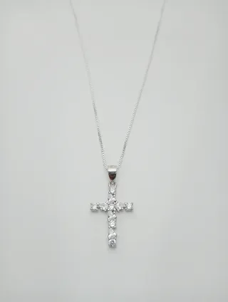 Cadena y Cruz Plata 925 Circonitas