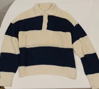 Jersey rayas beige y azul mujer