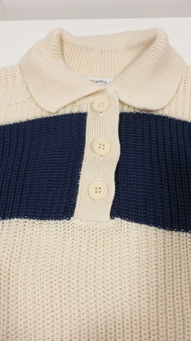 Jersey rayas beige y azul mujer