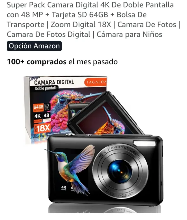Cámara Digital 4K Doble Pantalla 48MP