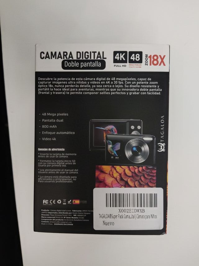 Cámara Digital 4K Doble Pantalla 48MP