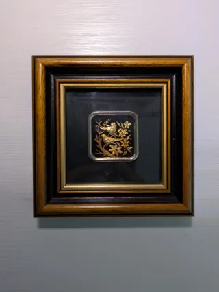 Piccolo quadro vintage oro 24k uccelli
