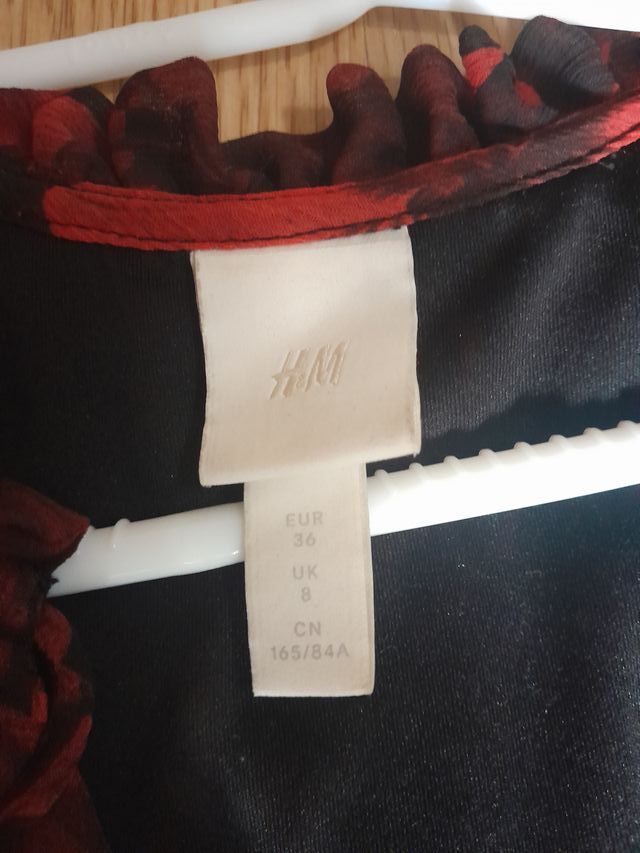 Vestido H&M gasa flores rojo S