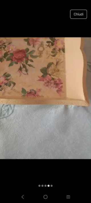 Vassoio shabby chic decorato decoupage