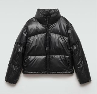 Anorak negro brillante acolchado