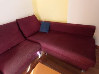 Sofá Chaise Longue Plumas Rojo 2,75x2m con Funda