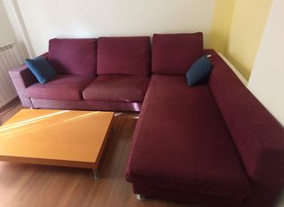 Sofá Chaise Longue Plumas Rojo 2,75x2m con Funda