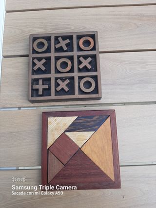 2 Juegos de mesa: Tictac Toe y Tangram puzzle
