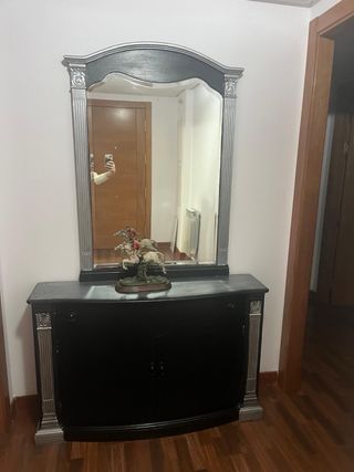 Mueble TV y Librería Blanco y Madera