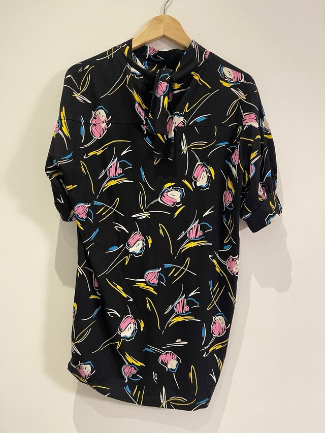 Camiseta Bimba y Lola Estampada Negra Multicolor