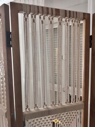 Biombo Macramé Madera Natural