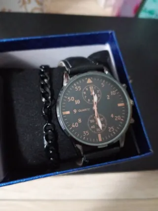 Orologio da polso uomo nero e argento