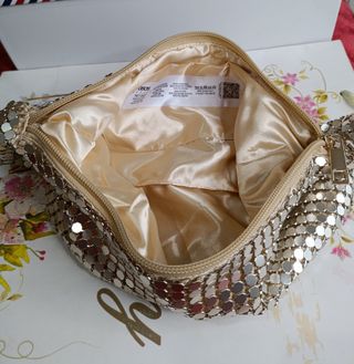 Bolso fiesta dorado forrado nuevo
