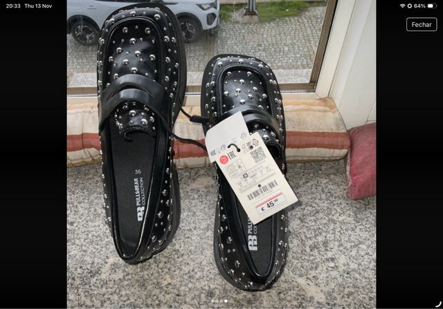 Sapatos Pull&Bear Novos Pretos Tamanho 36