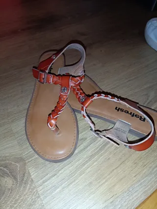 Sandalias Refresh Cuero Marrón y Naranja