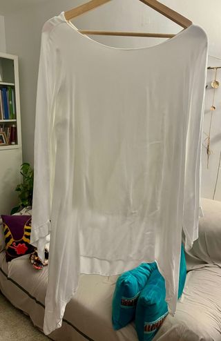 Blusa blanca de algodón manga murciélago talla úni