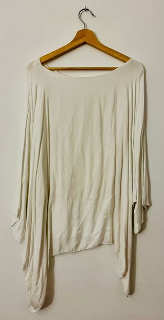 Blusa blanca de algodón manga murciélago talla úni