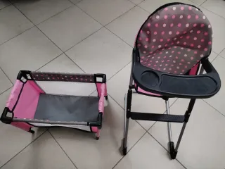 Cuna y trona de juguete