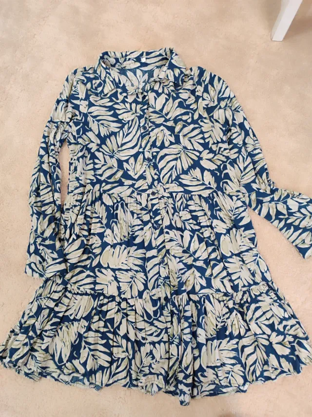 Vestido estampado hojas mujer