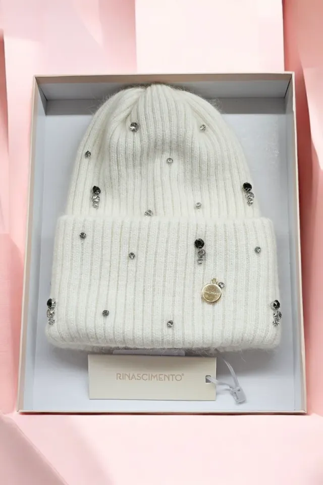 Cappello Rinascimento Bianco con Strass e Logo