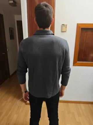 Polo Massimo Dutti manga larga gris