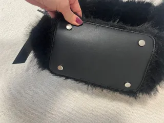 Bolso saco pelo negro hombro ajustable