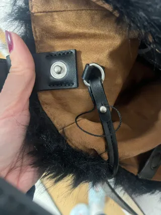 Bolso saco pelo negro hombro ajustable