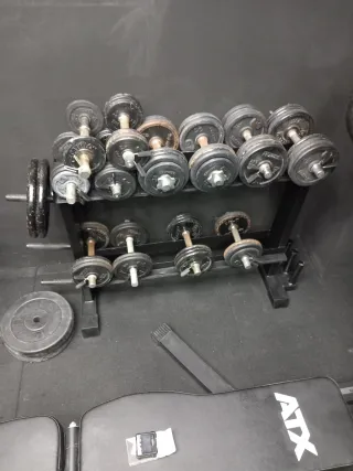 Mancuernas y Soporte/estante rack para Gimnasio