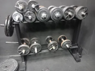 Mancuernas y Soporte/estante rack para Gimnasio