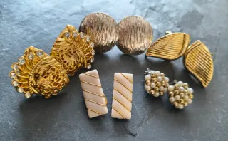 Lote de 5 pares pendientes clip vintage