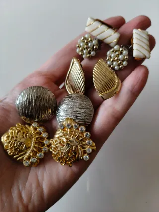 Lote de 5 pares pendientes clip vintage