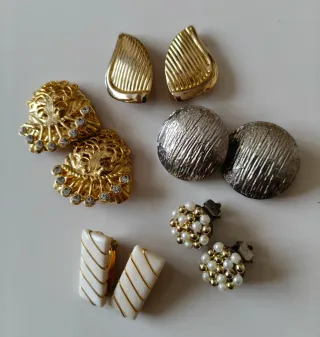 Lote de 5 pares pendientes clip vintage