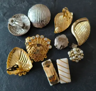 Lote de 5 pares pendientes clip vintage