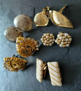 Lote de 5 pares pendientes clip vintage