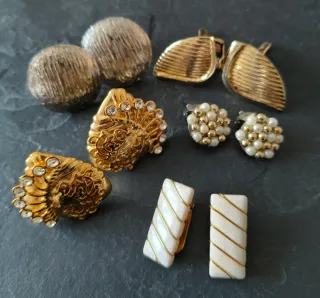 Lote de 5 pares pendientes clip vintage